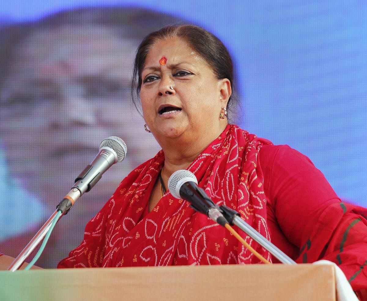 Raje said Congress president Rahul Gandhi's posters promising to attack poverty and provide minimum income guarantee to the poor reflect the "injustice" done to people during the party's 55 years of governance. PTI File photo