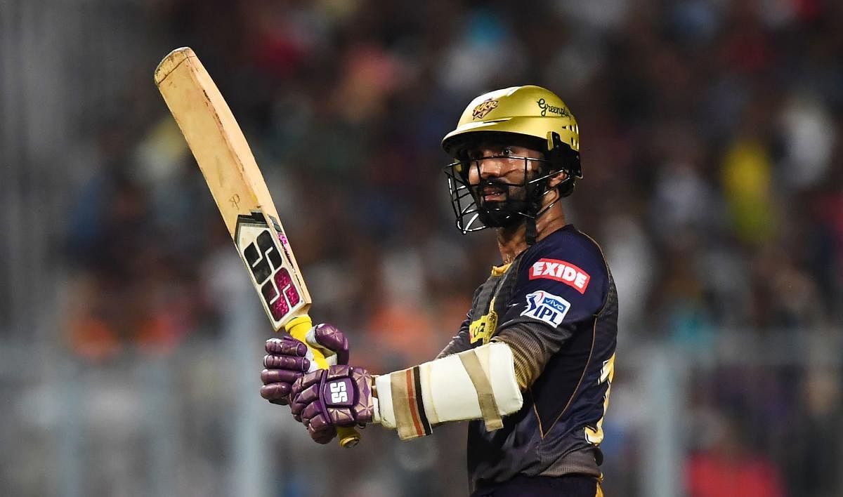 Kolkata Knight Riders' captain Dinesh Karthik said he wasn't too happy with his team's bowling and fielding in the crucial game against KXIP. AFP 