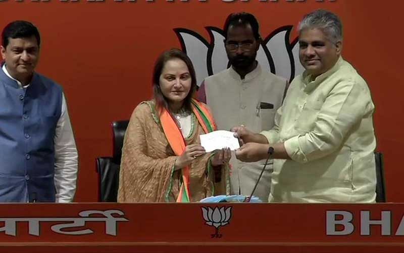 Jaya Prada receives party membership. (ANI/Twitter)