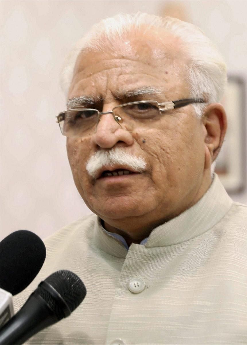 Haryana Chief Minister Manohar Lal Khattar talking to media persons in Chandigarh. PTI/FILE