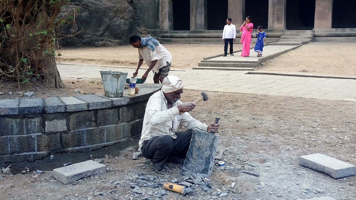 Wadar artistes working around the clock near Elephanta Island, near Mumbai.