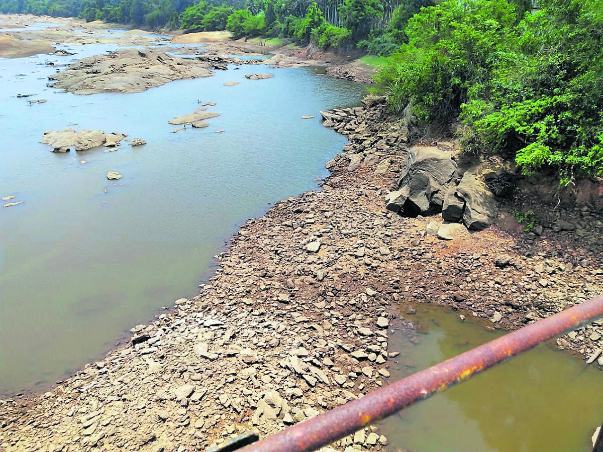 A view of water in Baje reservoir in Udupi.