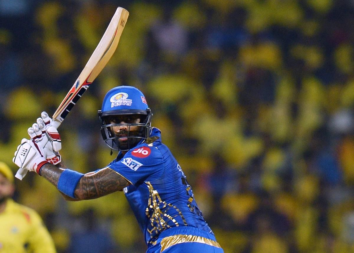 RISING TO THE OCCASION: Mumbai Indians' Suryakumar Yadav en route his unbeaten 71 against Chennai Super Kings in Qualifier 1 on Tuesday. AFP