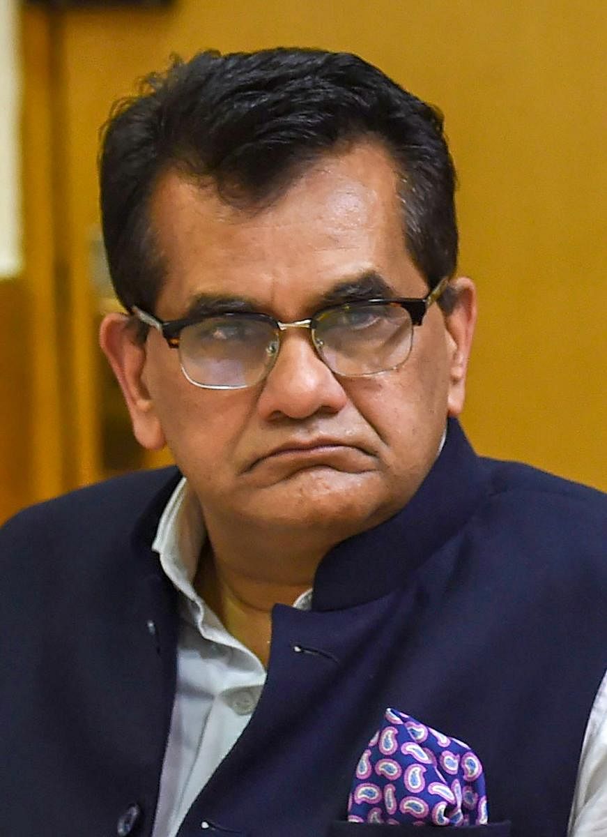 New Delhi: NITI Aayog CEO Amitabh Kant looks on during the media addressal after the 4th meeting of Governing Council of NITI Aayog, in New Delhi on Sunday, June 17, 2018. (PTI Photo/Subhav Shukla) (PTI6_17_2018_000086A)