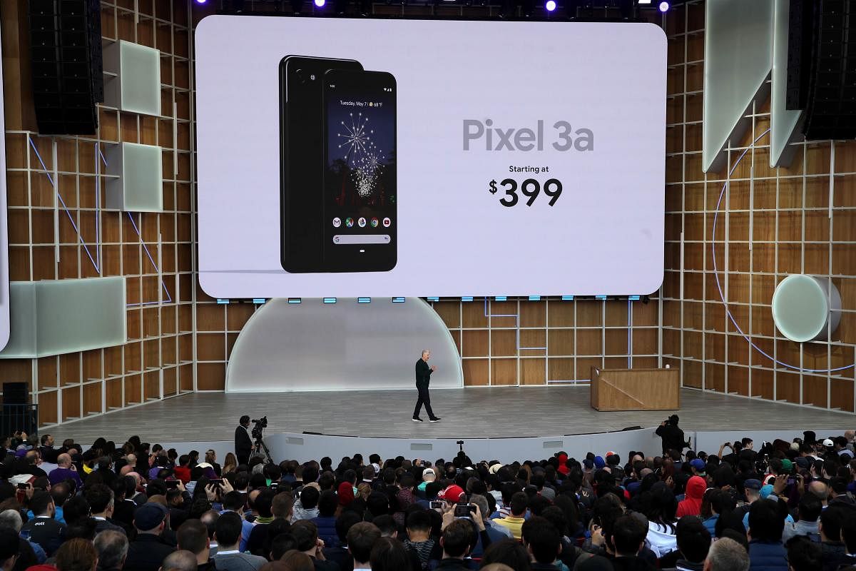 Google SVP of Devices and Services Rick Osterloh announces the new Google Pixel 3A during the keynote address at the 2019 Google I/O conference at Shoreline Amphitheatre. AFP photo