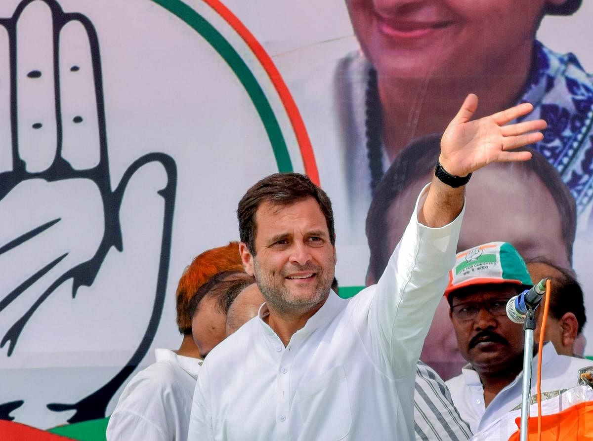 Addressing an election rally, Gandhi claimed that unemployment in the country is the highest now in 45 years."This is Modi's contribution," he said. (PTI Photo)
