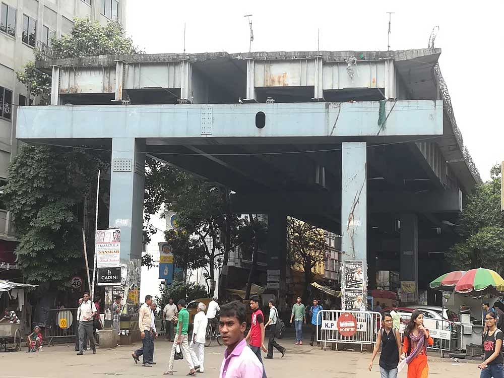 Remaining section of the under construction flyover in Kolkata which collapsed in 2016.