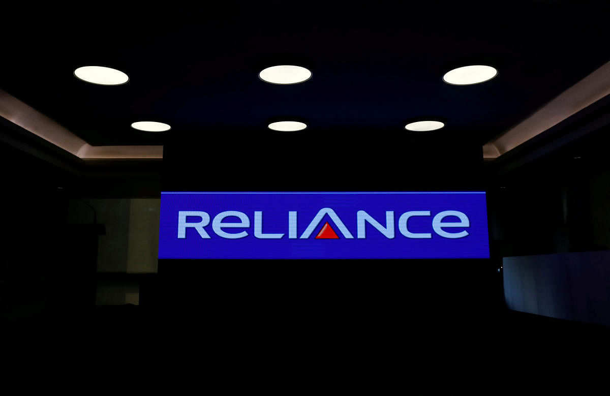 FILE PHOTO: A logo of Reliance Group is seen at Reliance Center in Mumbai, India, December 26, 2017. REUTERS/Danish Siddiqui/File Photo