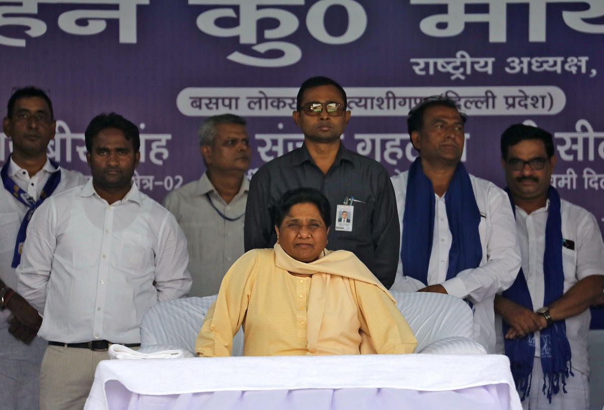 Addressing an election rally, she hit out at the Congress for "failing" to implement reservation policy to the poor and Dalits in the proper manner. (Reuters Photo)
