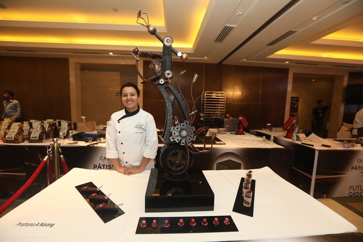 Chef Prathna Narang made a chocolate dish on the theme of AI taking over the world.