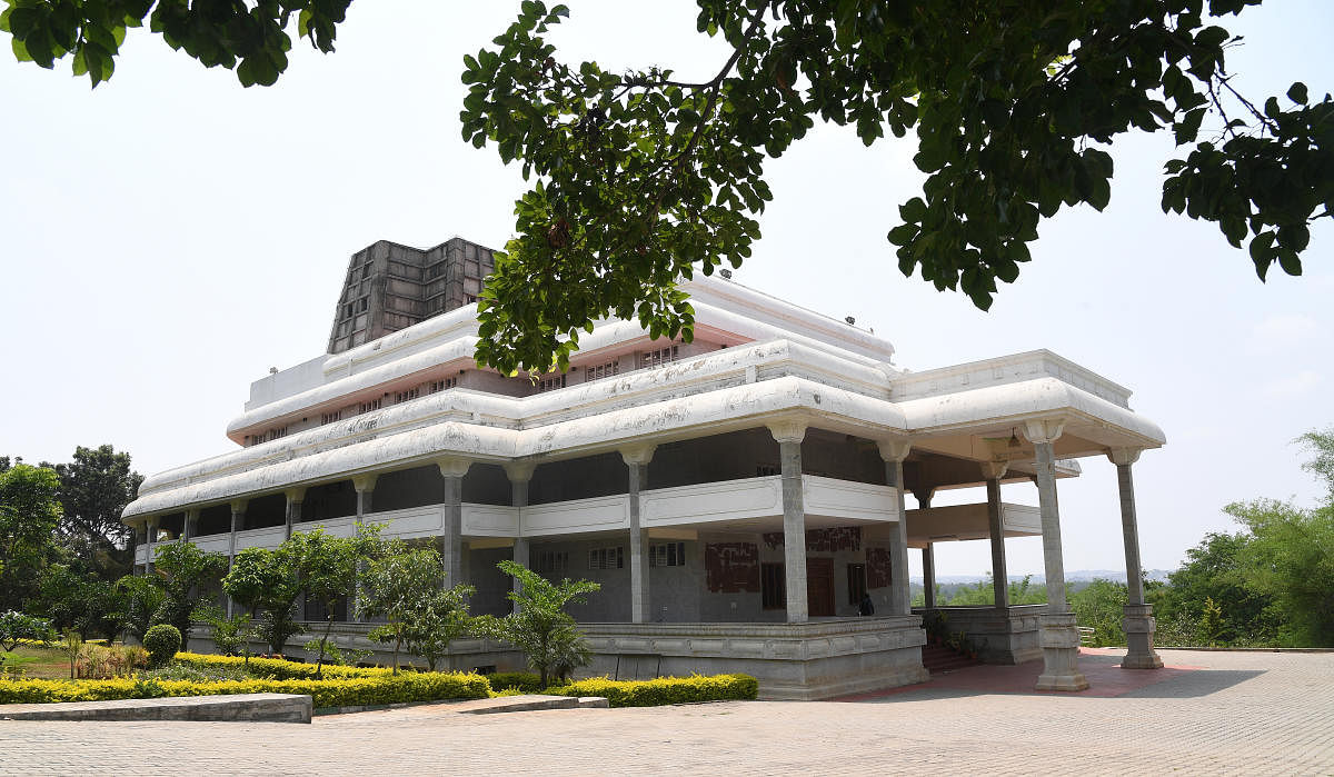 The Kalagrama auditorium was closed six months ago following a fire accident. DH Photo by Srikanta Sharma R