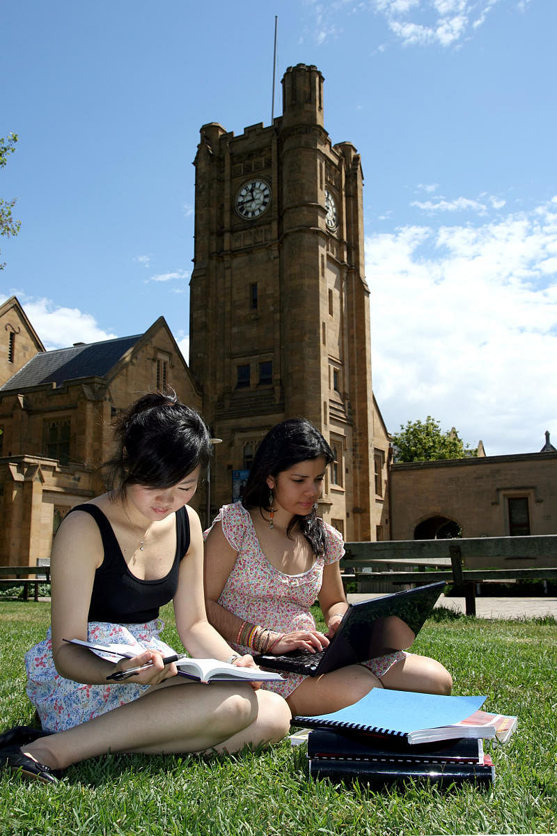 Two female students working togetherEducation