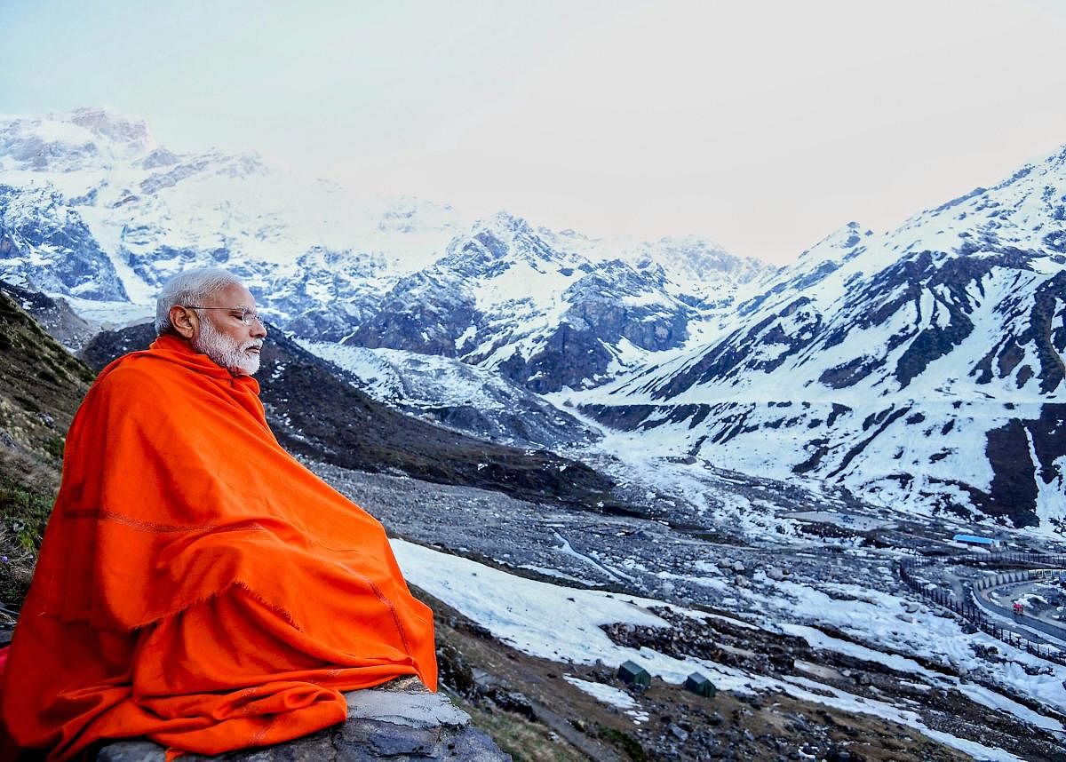 Prime Minister Narendra Modi during his visit to the Kedarnath valley on Saturday. "There is something very special about the Himalayas", PM Modi has tweeted along with with this picture in his twitter account. (Twitter/PTI Photo) 