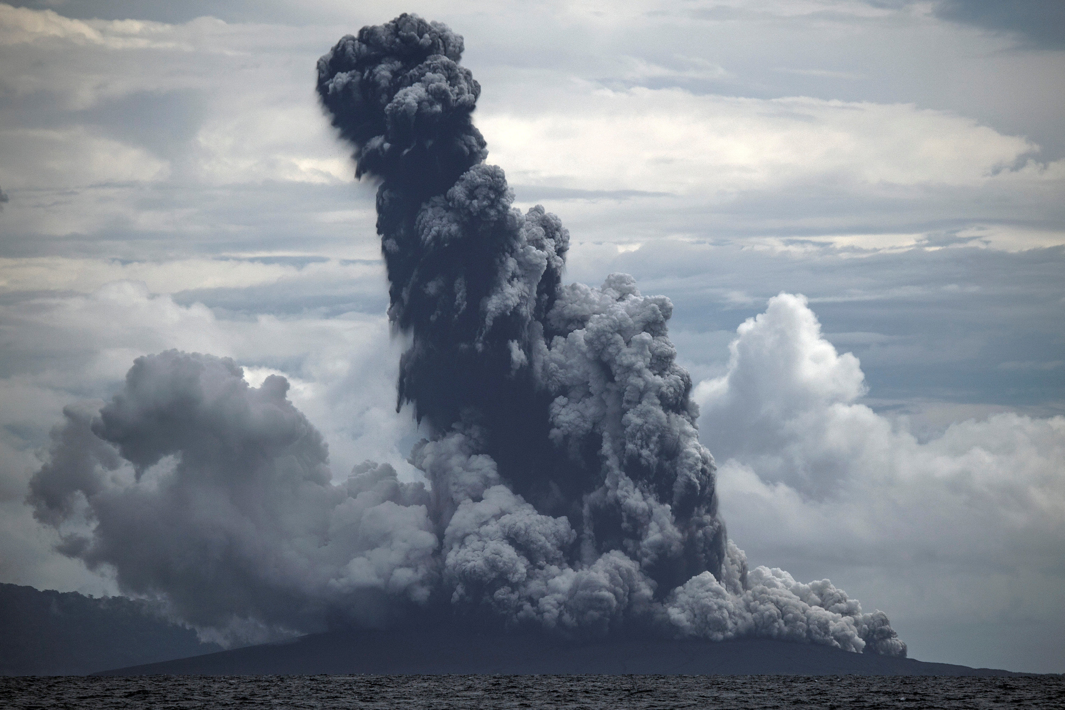 Mount Anak Krakatau volcano spews hot ash during an eruption, as seen from Indonesian Naval Patrol Boat, KRI Torani 860, at Sunda strait in Lampung, Indonesia. (Reuters File Photo)