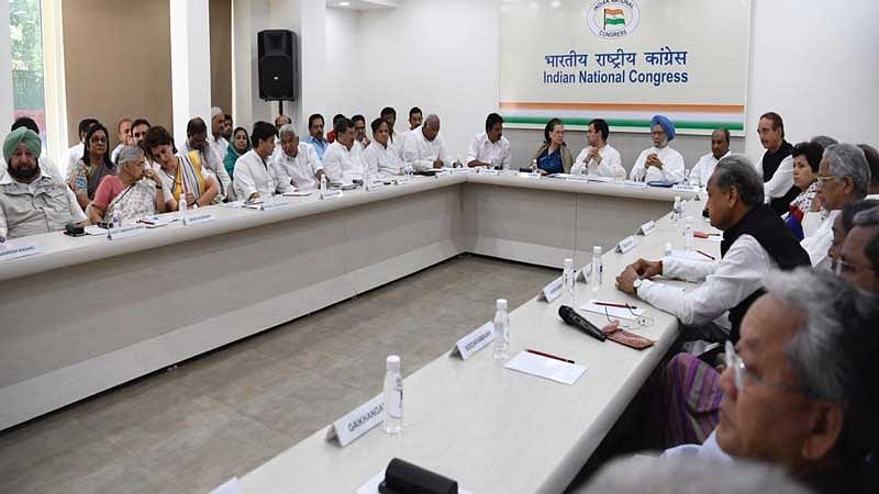 The Congress Working Committee(CWC) meeting, chaired by Congress president Rahul Gandhi, is being attended by UPA chairperson Sonia Gandhi, former prime minister Manmohan Singh, chief ministers of party-ruled states and other top leaders from across the country.