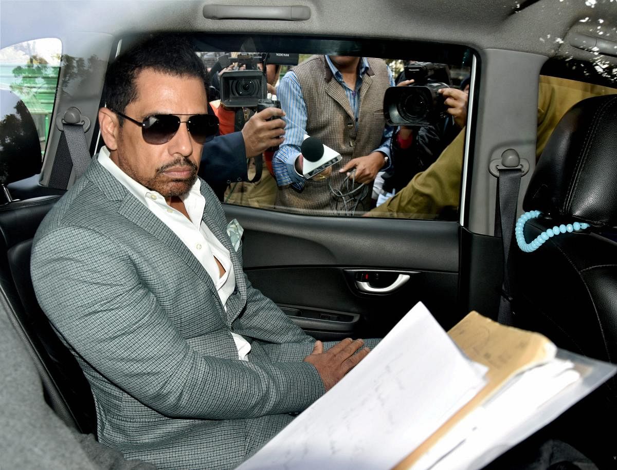 Robert Vadra arrives at the Enforcement Directorate (ED) office for questioning in connection with a money laundering case (Photo PTI)