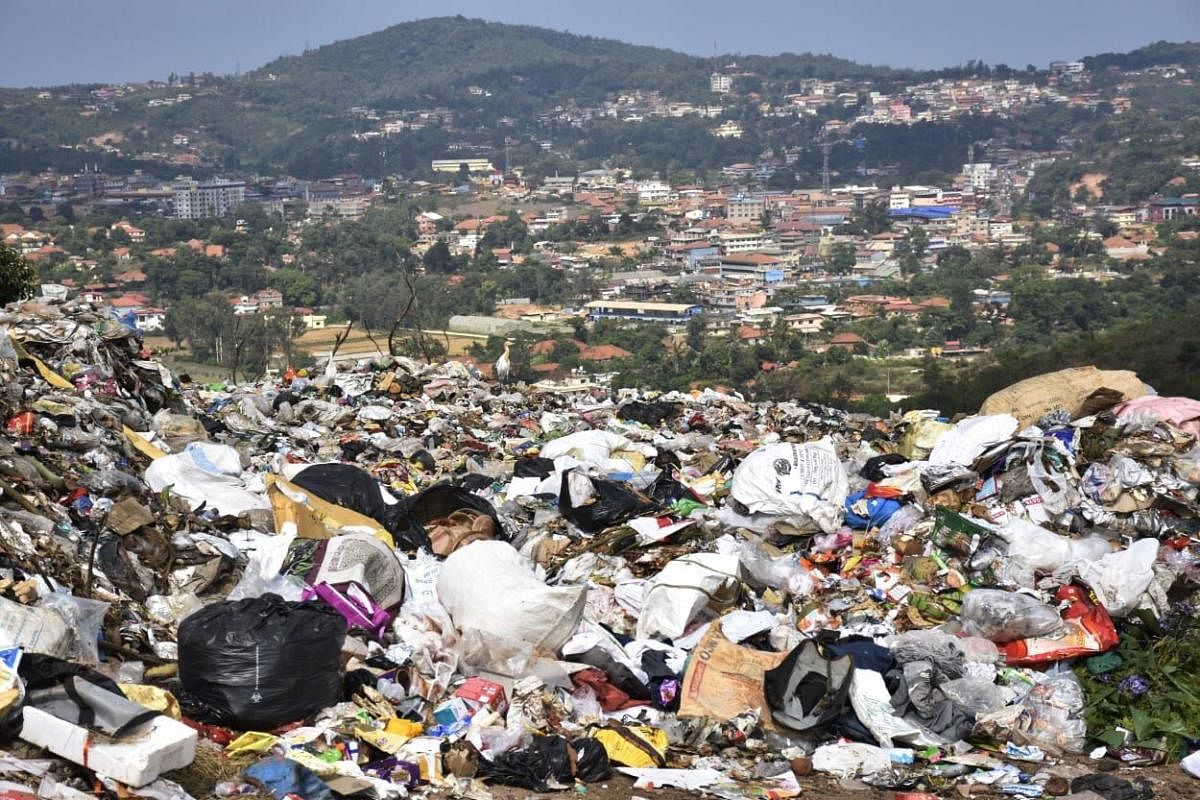 Mounds of garbage at Stone Hill in Madikeri.