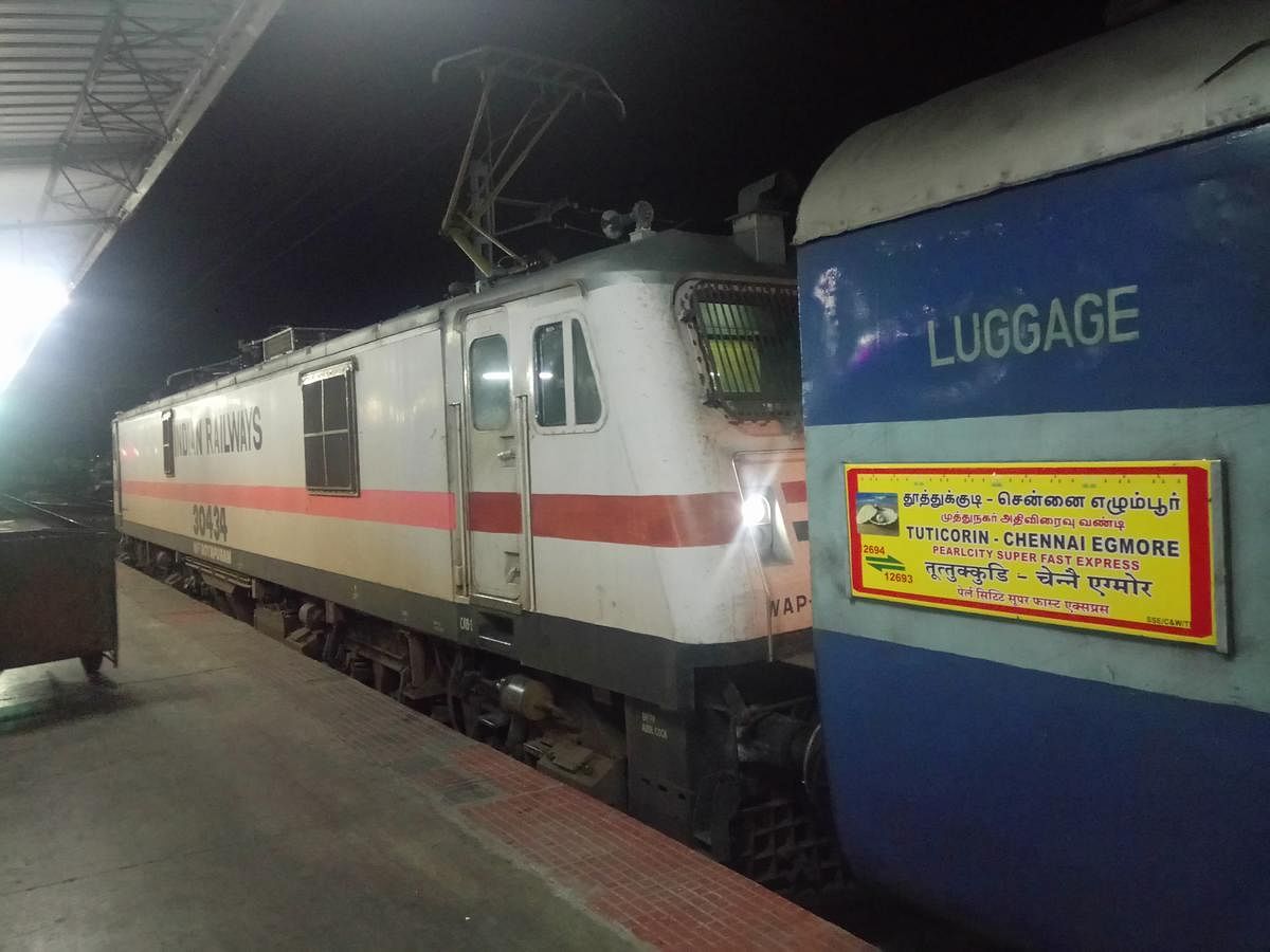 Broken pieces of the pillar on sides of the track after the driver of Chennai-bound Pearl City Express from Tuticorin.