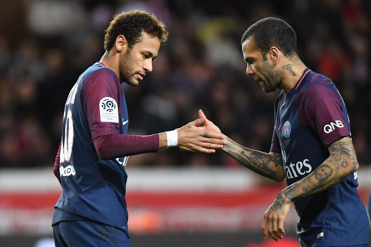 Veteran Dani Alves (right) replaced Neymar as the Brazil captain for next month's Copa America at home. AFP