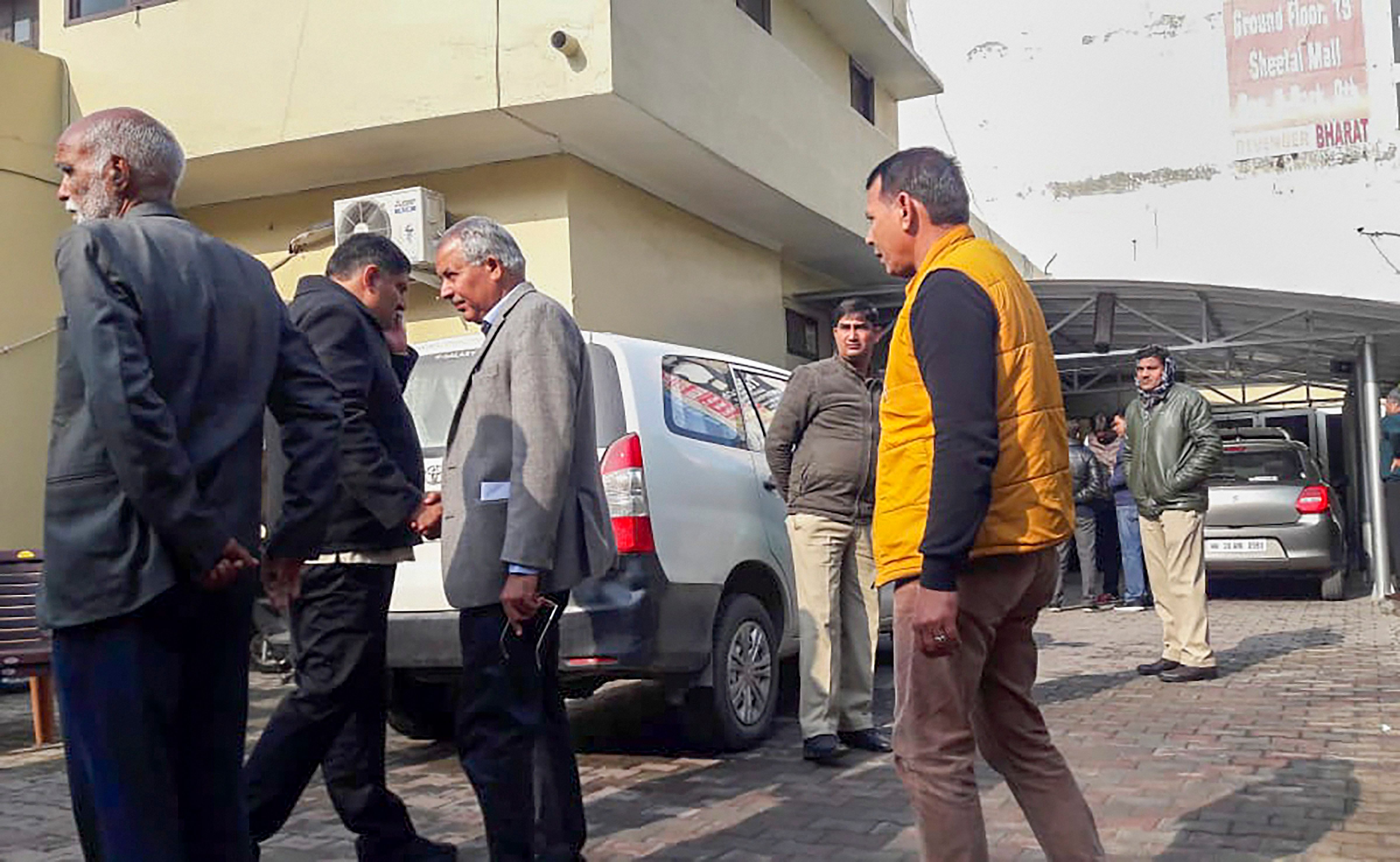 A scene at the residence of former Haryana chief minister and senior Congress leader Bhupinder Singh Hooda during a CBI raid, in Rohtak. (PTI File Photo)