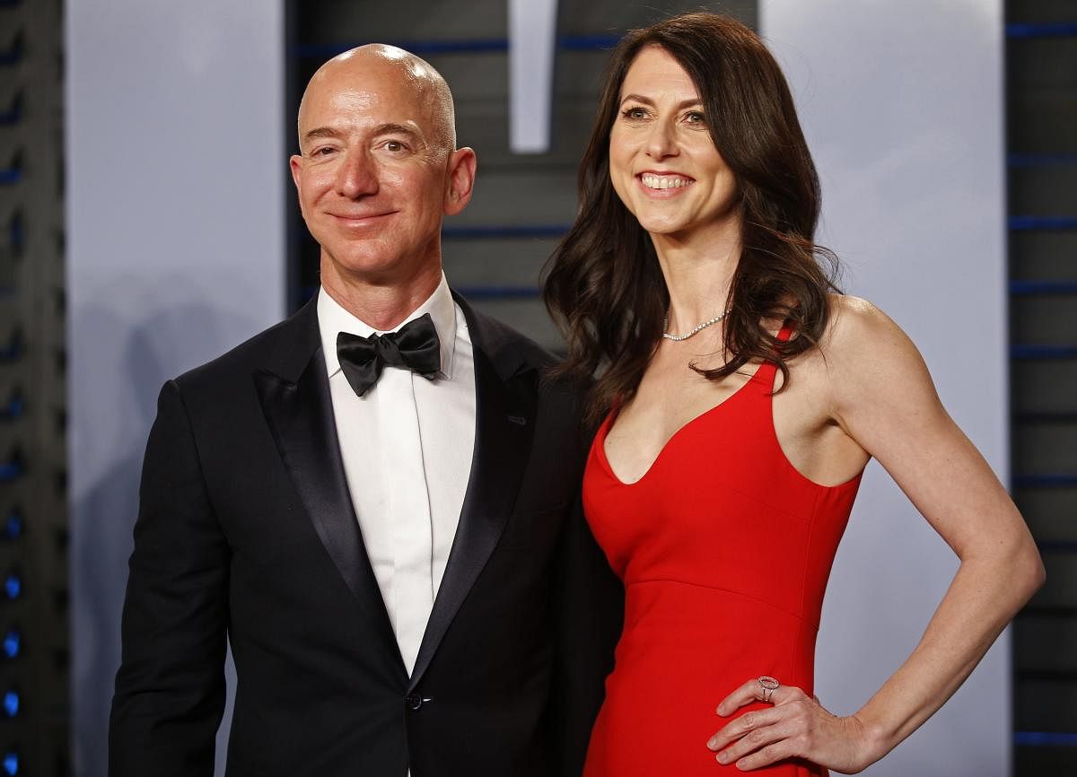 Amazon CEO Jeff and soon-to-be ex-wife MacKenzie Bezos. (Photo REUTERS)