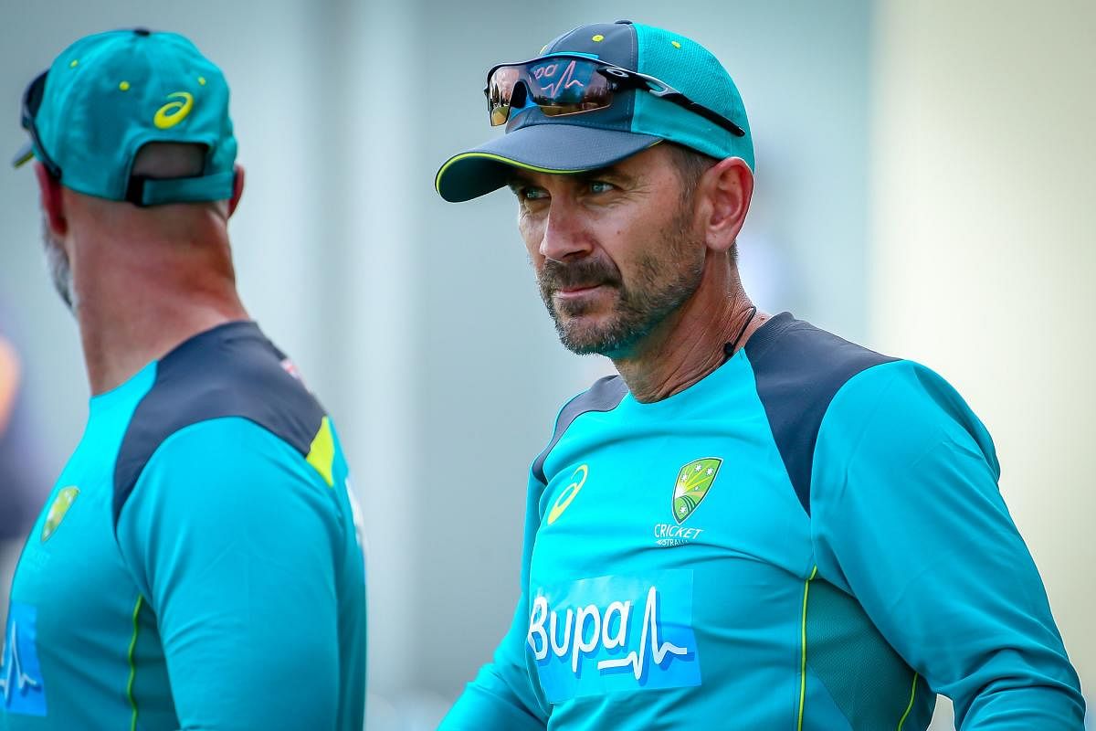 UP FOR IT: Australia coach Justin Langer said his team won't be rattled by a hostile reception from England's Barmy Army at the World Cup. AFP 