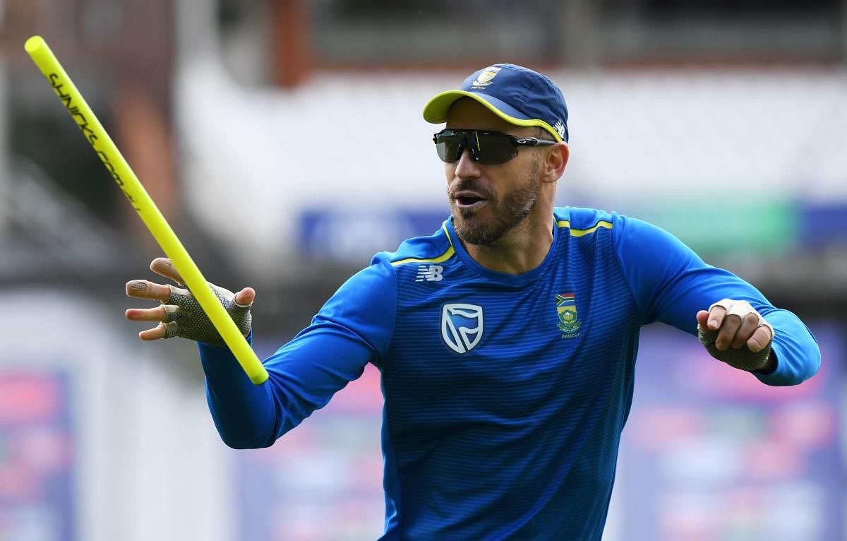 South Africa's Faf du Plessis during a training session in London. AFP