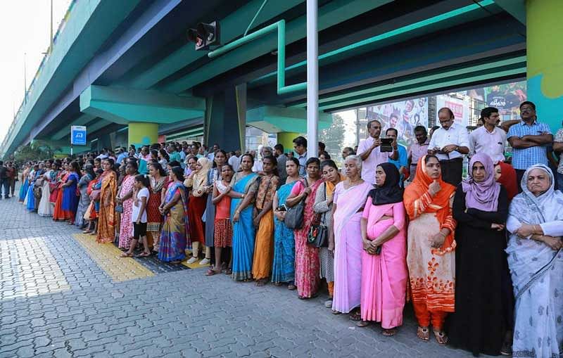 A 620-km-long women's wall formed across Kerala on January 1 heralding gender justice has been a major initiative of the renaissance protection initiatives of the ruling Left Front in the state, in the backdrop of the Sabarimala women entry row. (AFP File Photo)