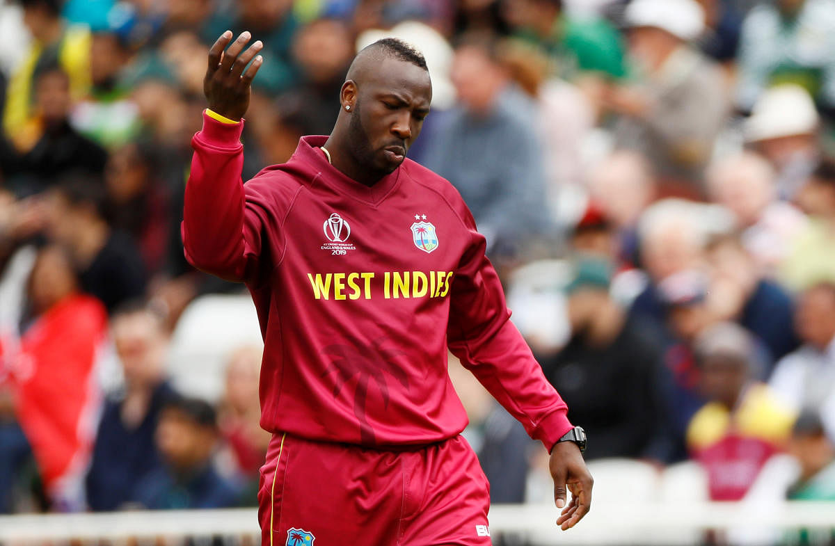 West Indies all-rounder Andre Russell says he is confident of recovering from a knee problem in time for his side's second Cricket World Cup match against Australia on Thursday. (Reuters Photo)