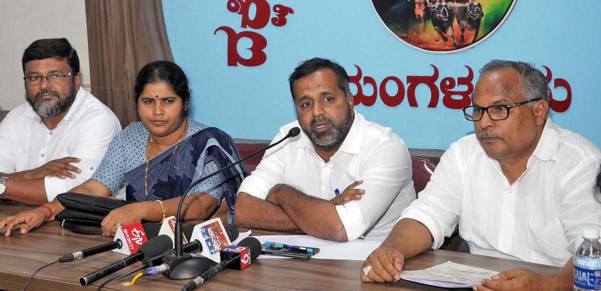 District In-charge Minister U T Khader speaks to mediapersons in Mangaluru on Saturday. 