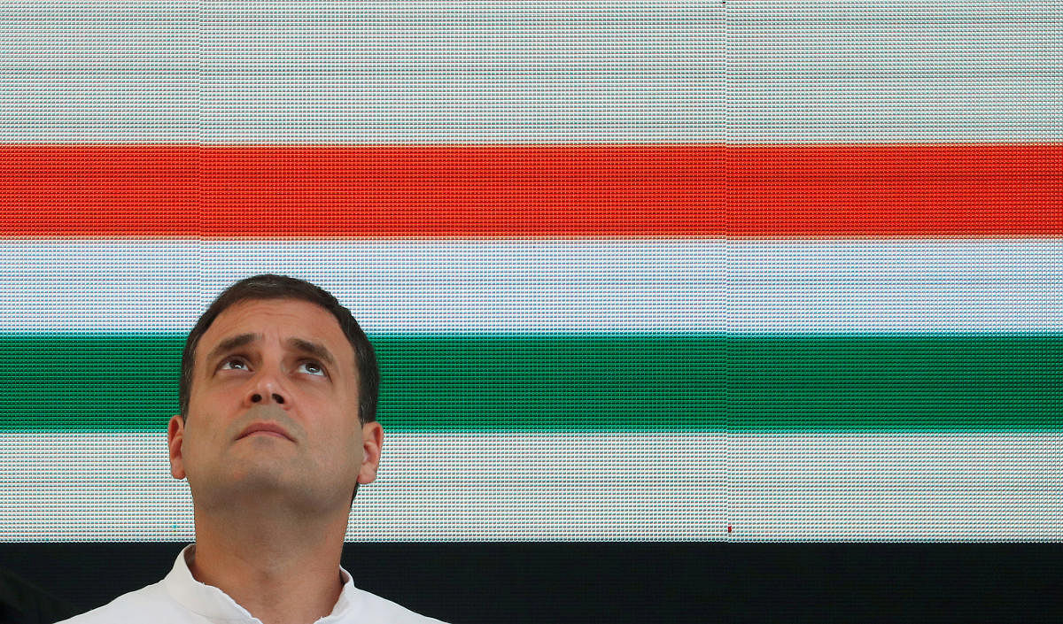 Rahul Gandhi, President of India's main opposition Congress party, looks up before releasing his party's election manifesto for the April/May general election in New Delhi, India, April 2, 2019.(Photo: REUTERS)