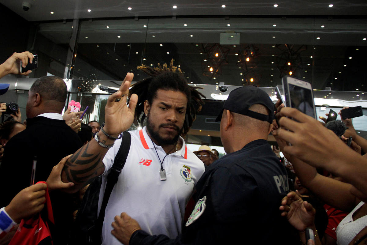Panama's Roman Torres leaves the hotel as he makes his way to the second friendly match against Norway in Oslo. Reuters