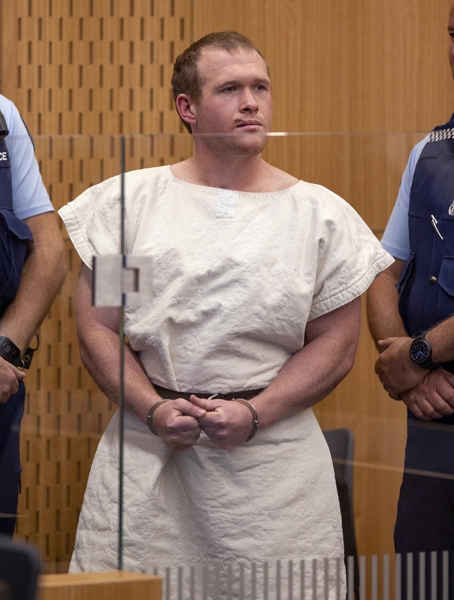 In this March 16, 2019 photo, Brenton Tarrant, the man charged in the Christchurch mosque shootings, appears in the Christchurch District Court, in Christchurch, New Zealand. (AP/PTI Photo)