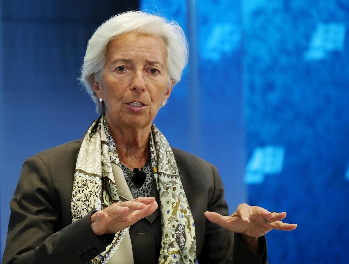 IMF Managing Director Christine Lagarde speaks about the G20 and the global economy during a discussion at the headquarters of the American Enterprise Institute for Public Policy Research (AEI). (AFP Photo)