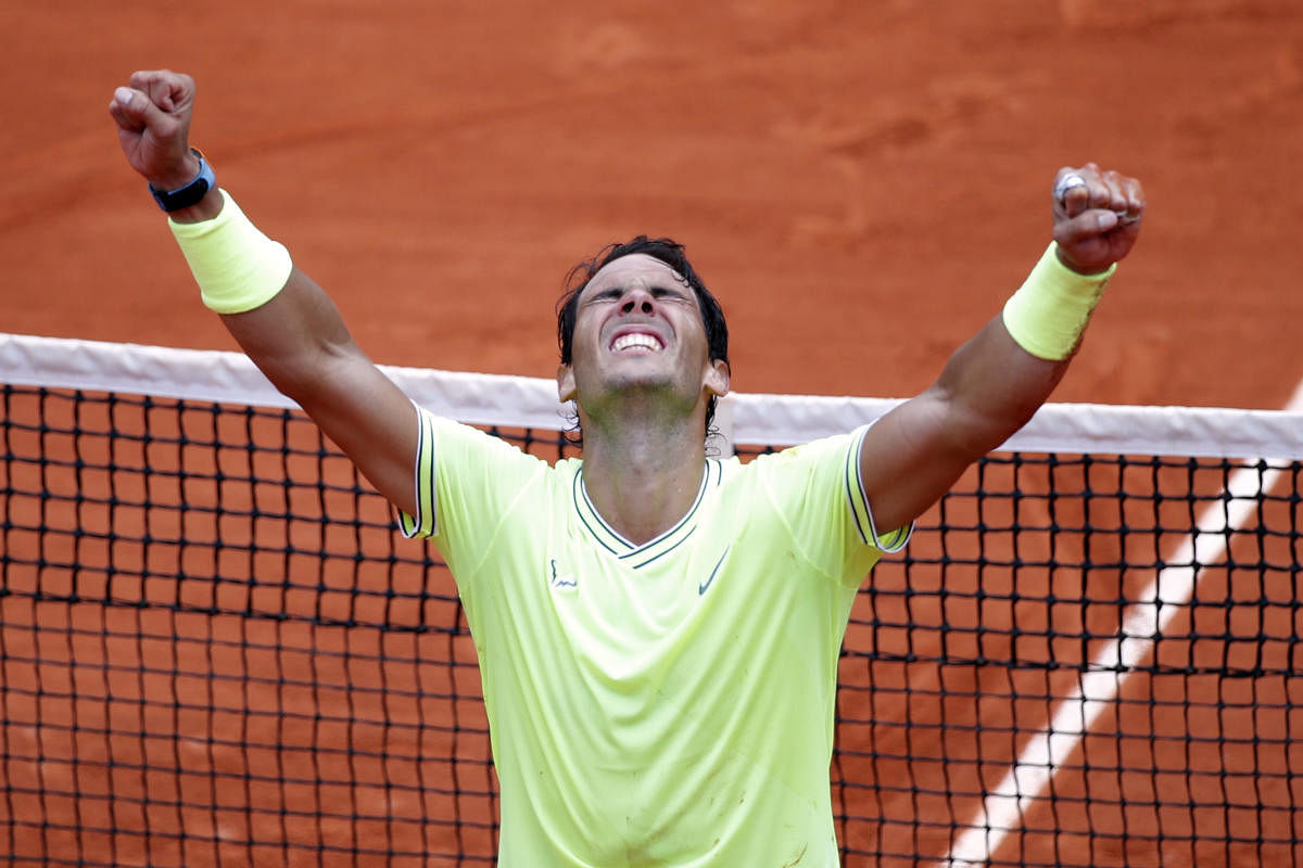 Tennis - French Open - Roland Garros, Paris, France - June 9, 2019. Spain's Rafael Nadal celebrates after his final match against Austria's Dominic Thiem. REUTERS/Charles Platiau