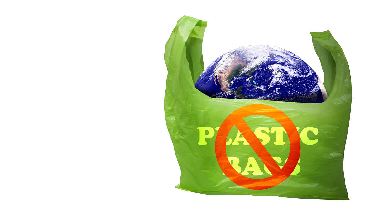 Pollution problem concept, say no to plastic bag, Elements of this Image Furnished by NASA https://www.nasa.gov/content/satellite-view-of-the-americas-on-earth-day