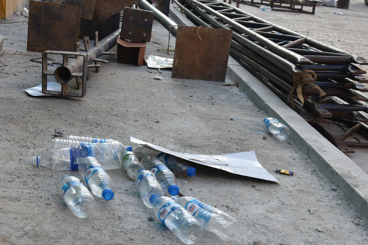 No less than 300 single-use packaged plastic water bottles are discarded daily on the premises of the Vidhana Soudha and Vikasa Soudha. dh file photo