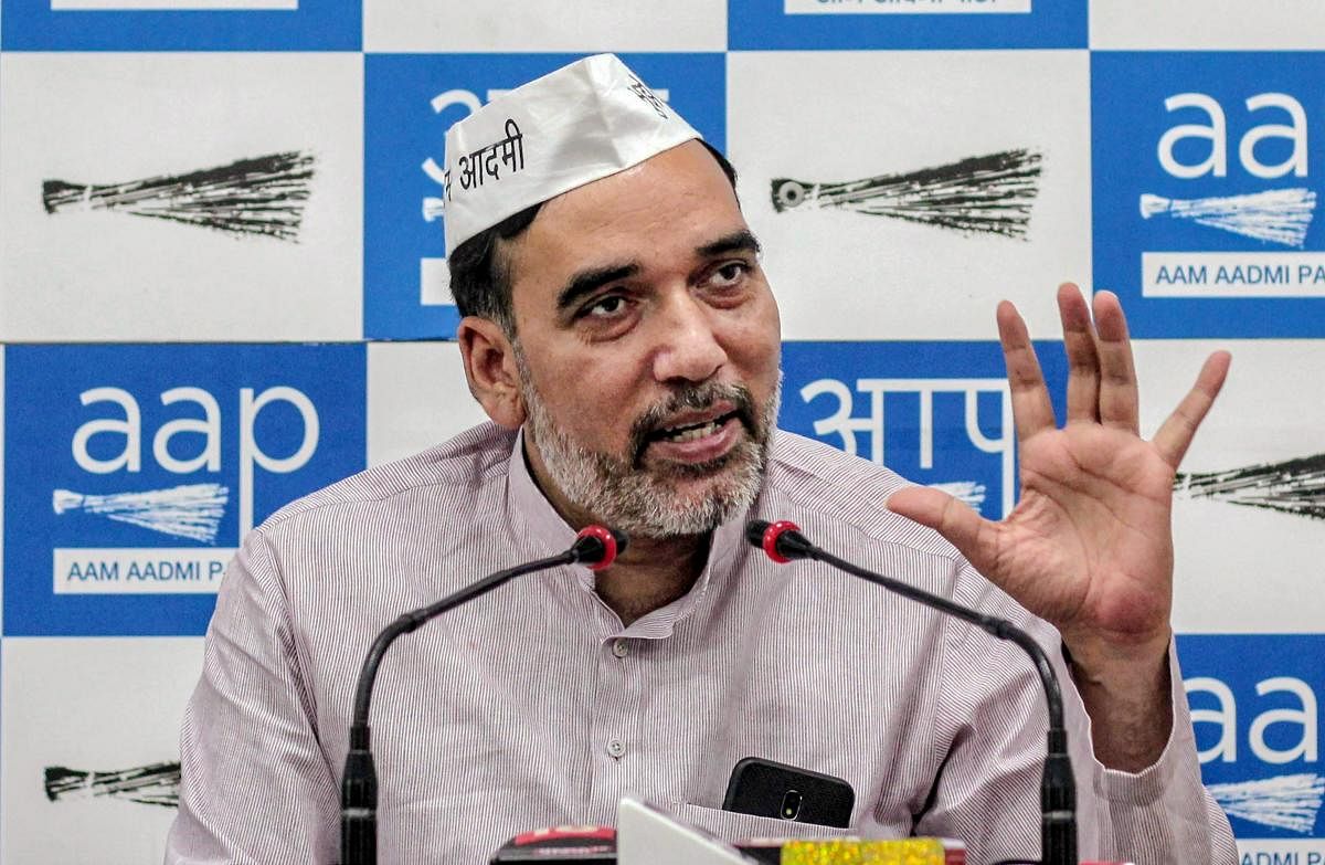 New Delhi: AAP's Delhi convenor Gopal Rai addresses a press conference to announce about the party's campaign for Lok Sabha elections at the party office. (PTI File Photo)