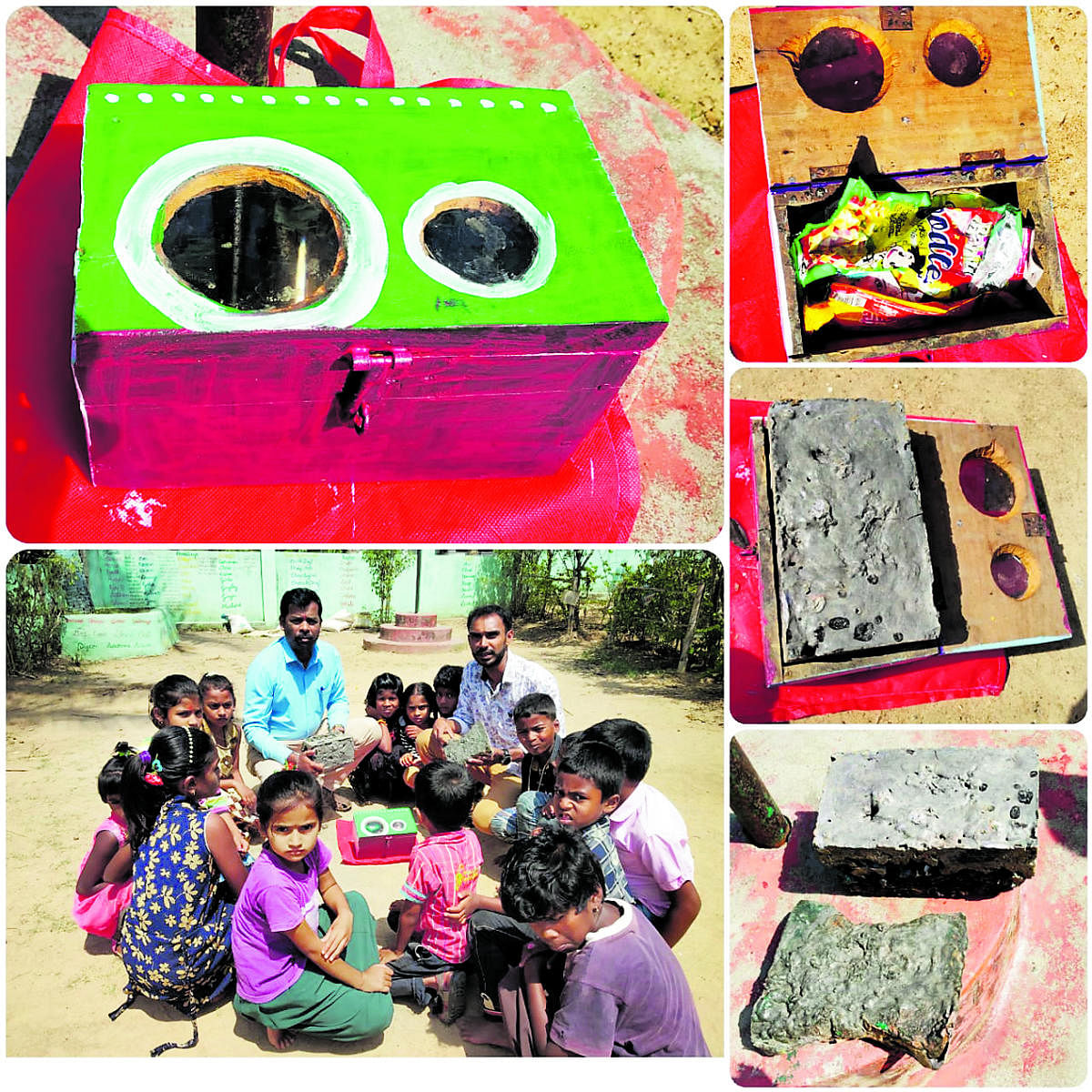 A model prepared by Government Lower Primary school, Mulluru, teacher C S Satish, to produce bricks from plastic waste.