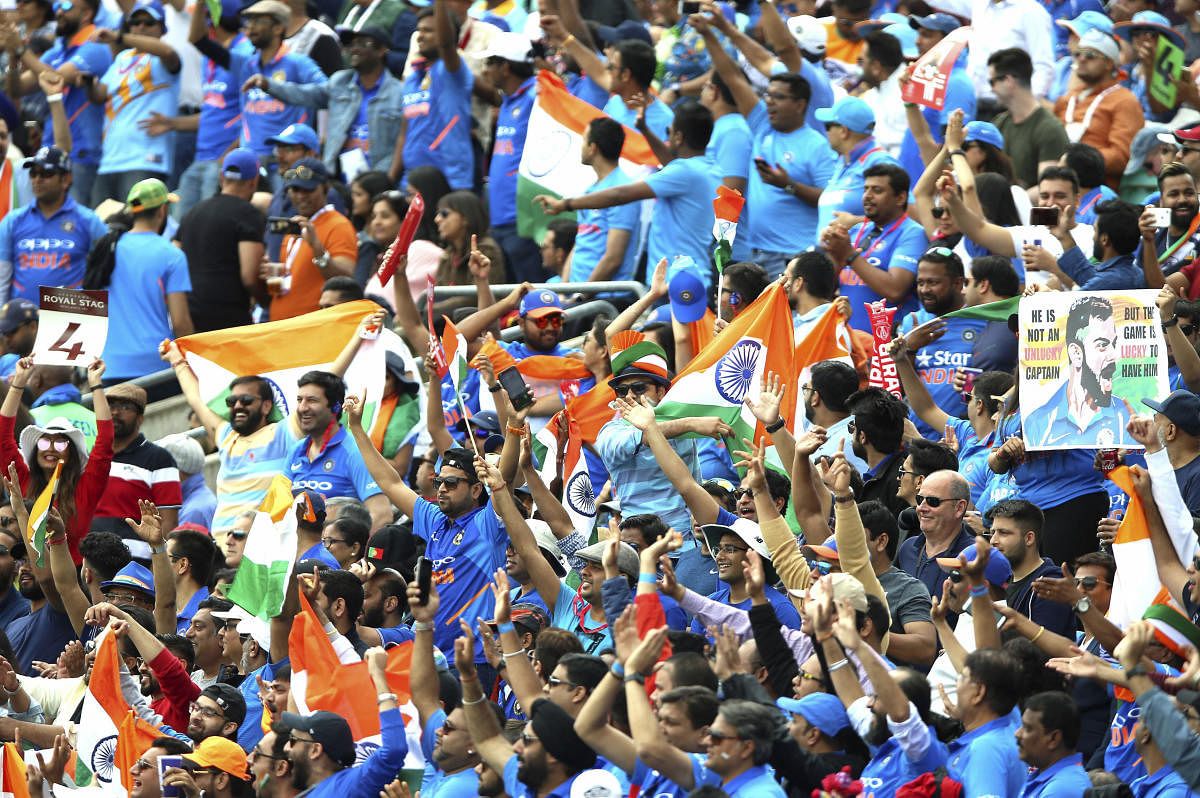 The Indian fans outnumbered the Australians at The Oval when the two teams met on Sunday. AP/PTI 