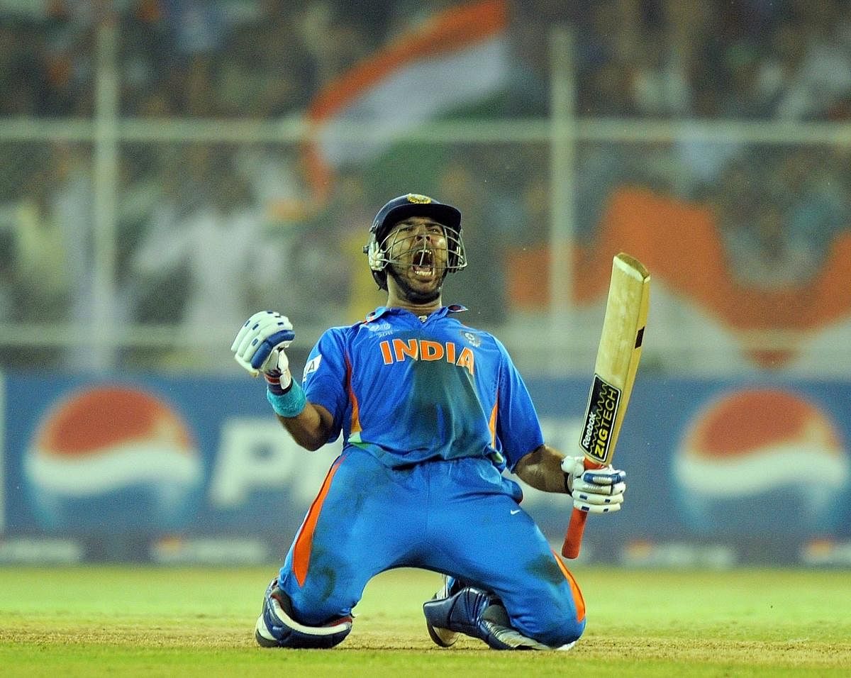THE END: Yuvraj Singh, winning the 2011 World Cup while battling cancer, is one of the best ever sporting achievements. AFP 
