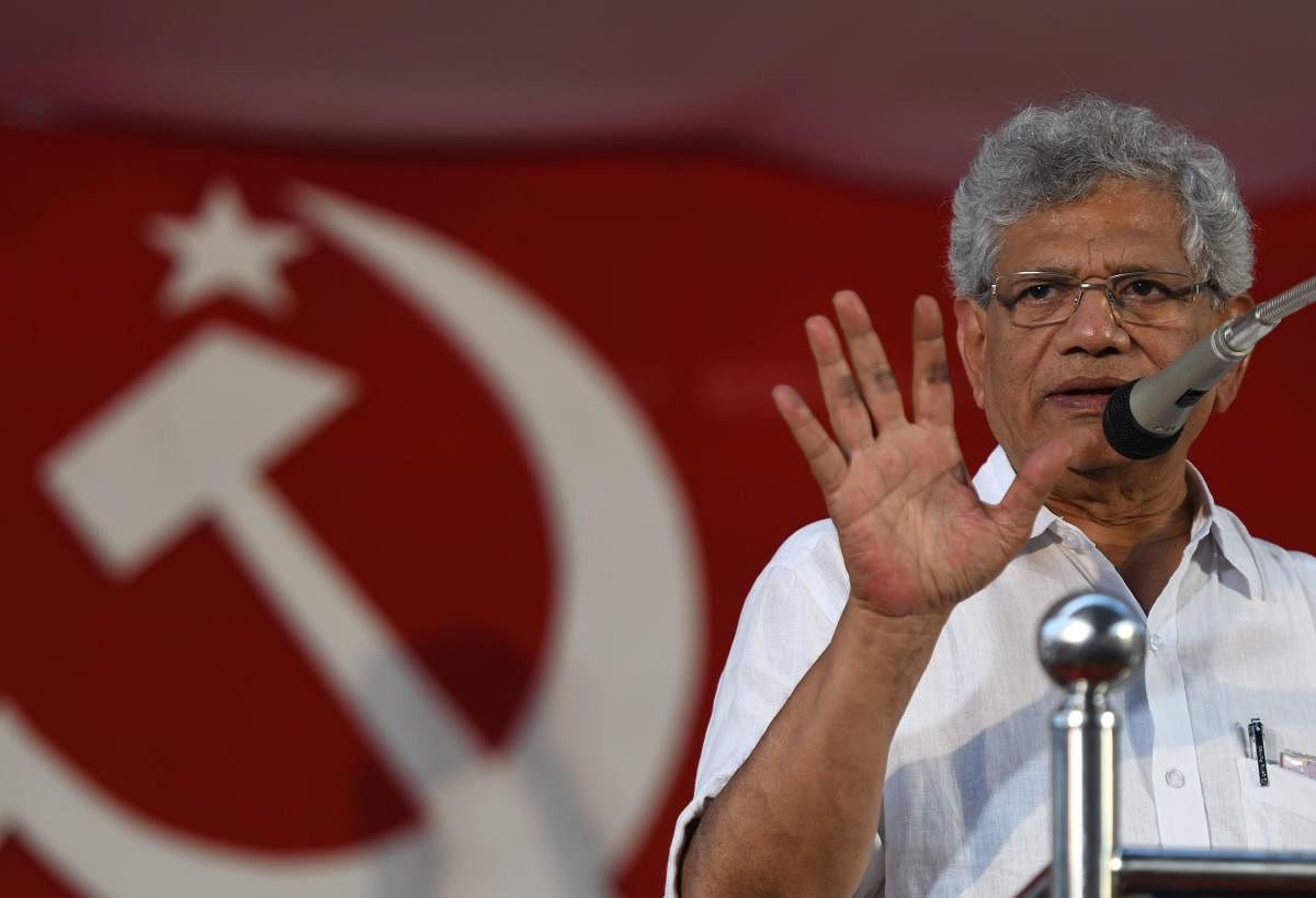 The CPM will mobilise all willing sections of the political spectrum to ensure that the election commissioners will be appointed by a collegium led by the President of India rather than by the government of the day, said CPM general secretary Sitaram Yechury. (Photo by ARUN SANKAR / AFP)