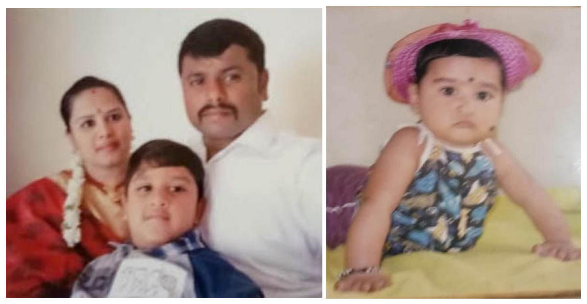 Pushpavathy (30) poisoned her two children aged 8 years and five month old baby girl before ending her life by hanging at her house in Manorayanapalya in Hebbal on Monday night. seen in photo with Nagaraj, her husband.