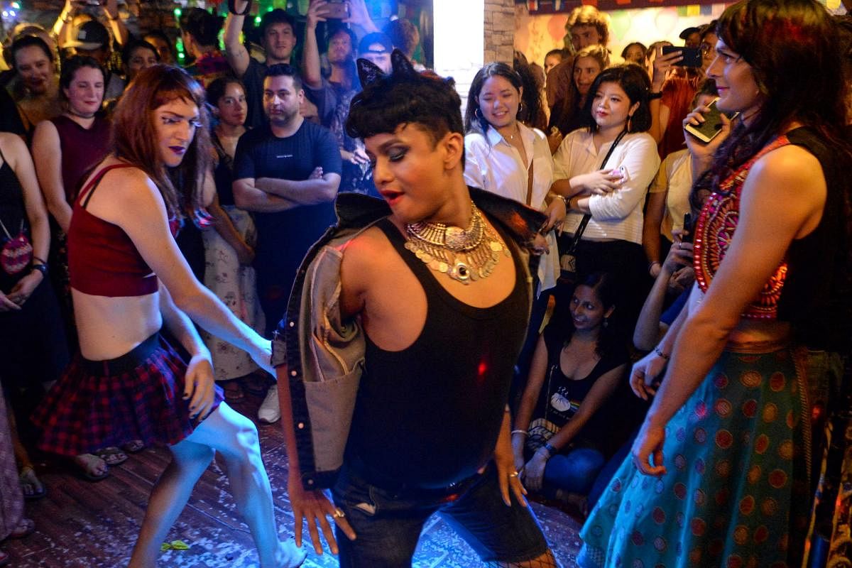 First time in Nepal's LGBT community showing drag queen night with colorful costumes and makeup. (AFP Photo)