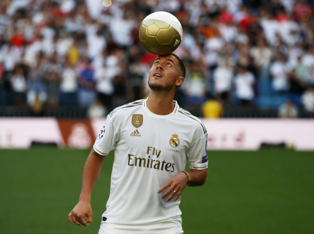 NEW CHALLENGE: Real Madrid's new signing Eden Hazard during his presentation on Thursday. Reuters