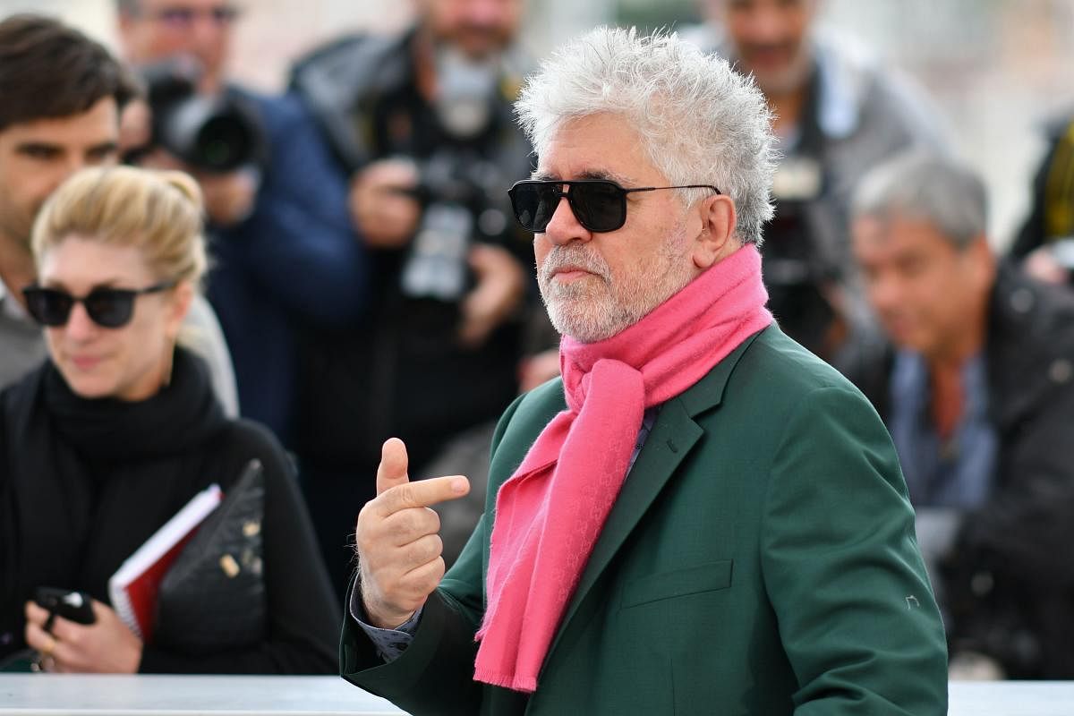 Spanish film director Pedro Almodovar poses during a photocall for the film "Dolor Y Gloria (Pain and Glory)" at the 72nd edition of the Cannes Film Festival in Cannes. (AFP Photo)