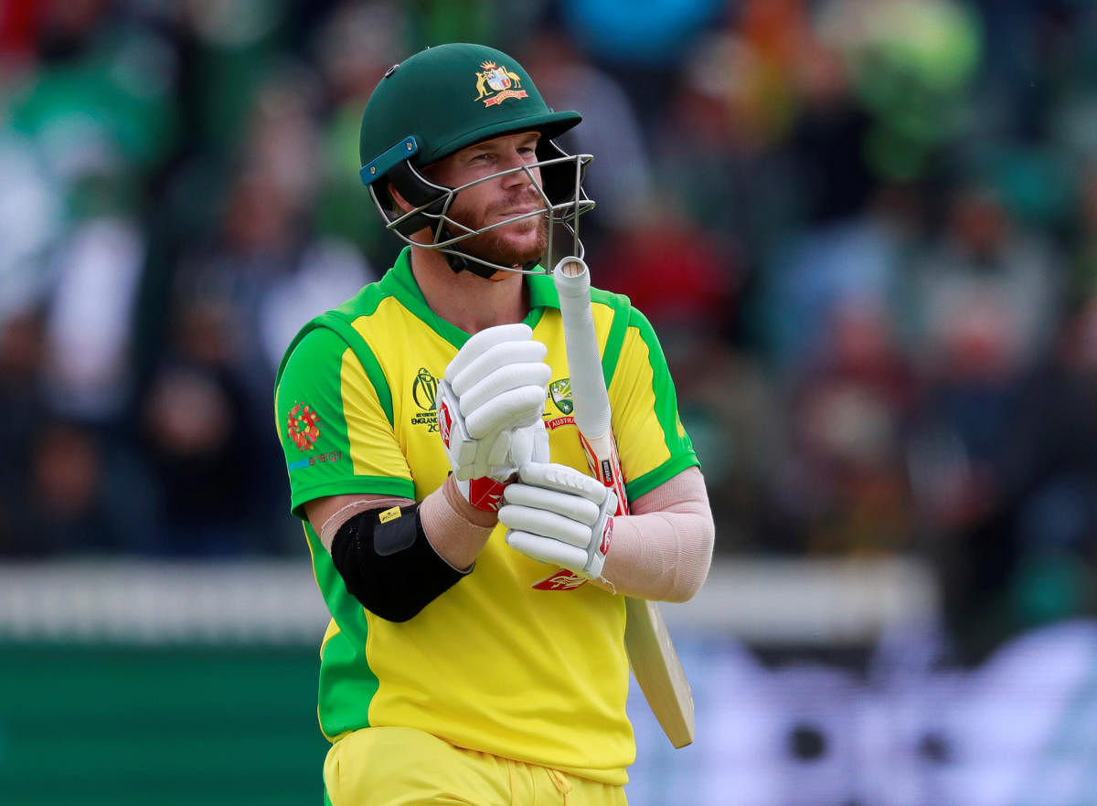 Cricket - ICC Cricket World Cup - Australia v Pakistan - The County Ground, Taunton, Britain - June 12, 2019 Australia's David Warner looks dejected after losing his wicket Action Images via Reuters/Andrew Couldridge