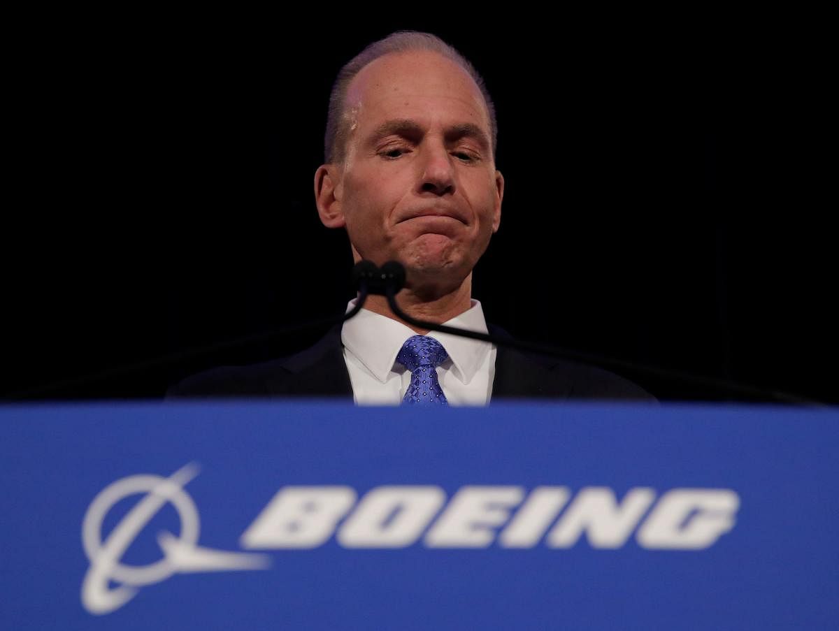 Dennis Muilenburg told reporters in Paris that Boeing's communication with regulators, customers and the public "was not consistent. And that's unacceptable." AFP file photo