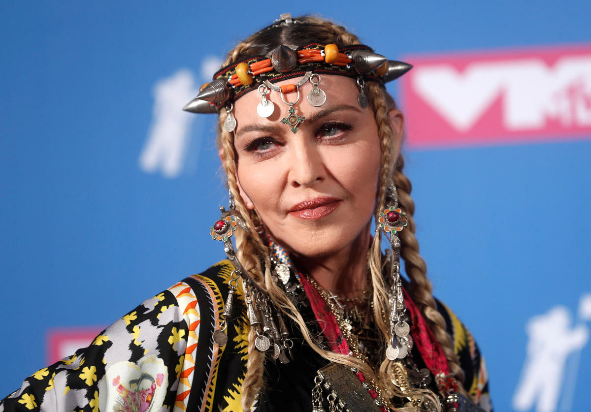 Madonna poses backstage at the MTV Video Music Awards. (REUTERS File Photo)
