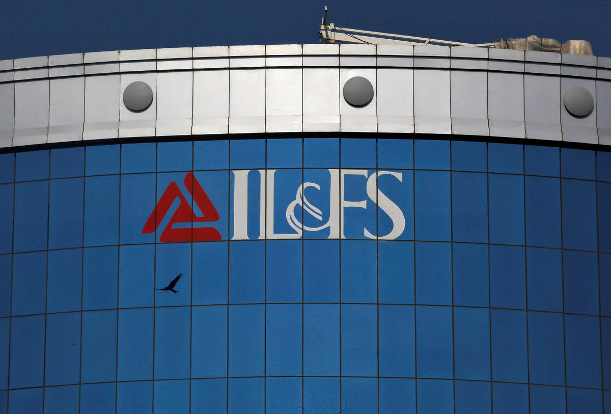 The logo of IL&amp;FS (Infrastructure Leasing and Financial Services Ltd.) installed on the facade of a building at its headquarters in Mumbai. REUTERS